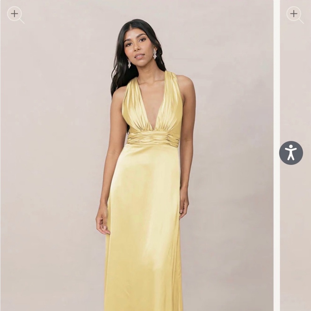 Revelry Dylan Satin Dress in Yellow